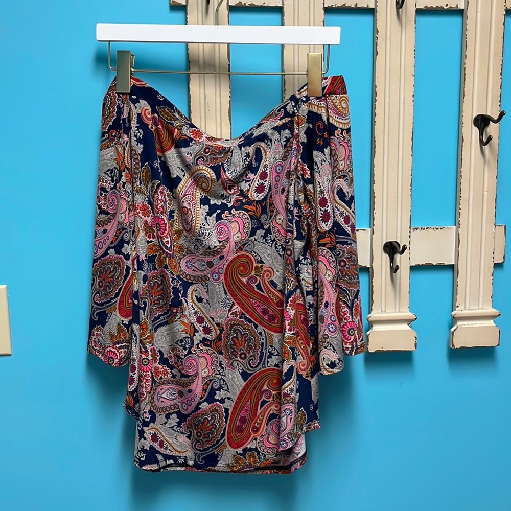 Veronica M off the shoulder paisley print top size large